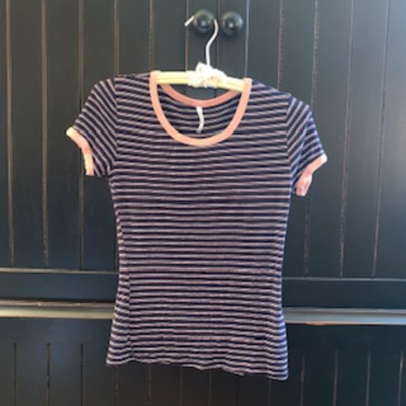 Navy pink and white striped top - Picture 2 of 6